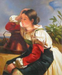 Obraz - Dívka s džbánem | 60 cm 