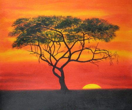 Obraz - Strom v západu slunce