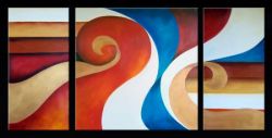 Obrazový set - Vlající trikolora | 2x 60x30cm, 60x60cm Třídílný ručně malovaný obrazový set. Hravé tóny barev trikolory a béžové. cm 