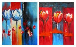 Obrazy - Abstraktní květiny | 2 kusy 50 cm 