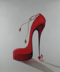 Obraz - Červená bota | 50 cm x 40 cm , 60 cm x 50 cm , 70 cm x 60 cm , 90 cm x 75 cm , 100 cm x 80 cm , 120 cm x 100 cm 