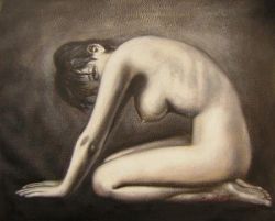 Obraz - Klečící nahá žena | 50 cm x 60 cm , 60 cm x 70 cm , 75 cm x 90 cm , 80 cm x 100 cm , 100 cm x 120 cm 