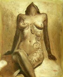Obraz - Potetovaná nahá žena | 60 cm , 70 cm x 60 cm , 90 cm x 75 cm , 100 cm x 80 cm , 120 cm x 100 cm 