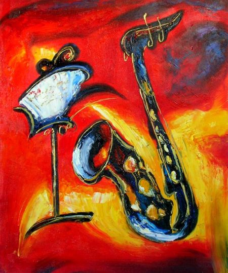 Obraz - Saxofón s notami