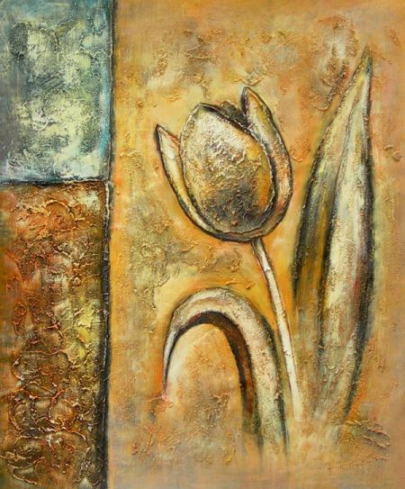 Obraz - Tulipán na stěně
