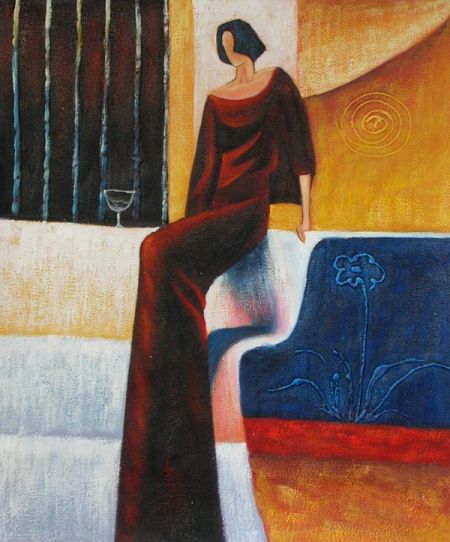 Obraz - Žena v rudých šatech