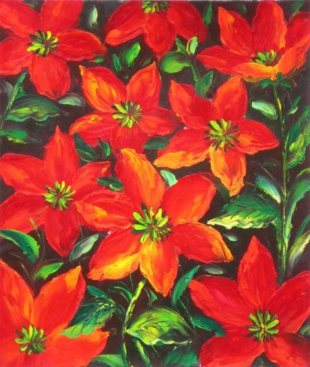 Obraz - Luční červené květy