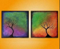 Vícedílné obrazy - Stromy v duze