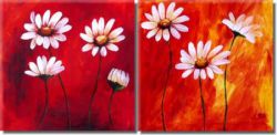 Obrazový set - Květy v ohni | 2 ks x 40 x 40 cm , 2 ks x 50 x 50 cm , 2 ks x 60 x 60 cm 