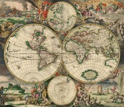 Mapa světa z roku 1689 | 60 cm x 70 cm , 65 cm x 75 cm , 70 cm x 80 cm , 100 cm x 115 cm 