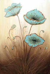 Obraz - Modré květy | 120 cm x 90 cm 