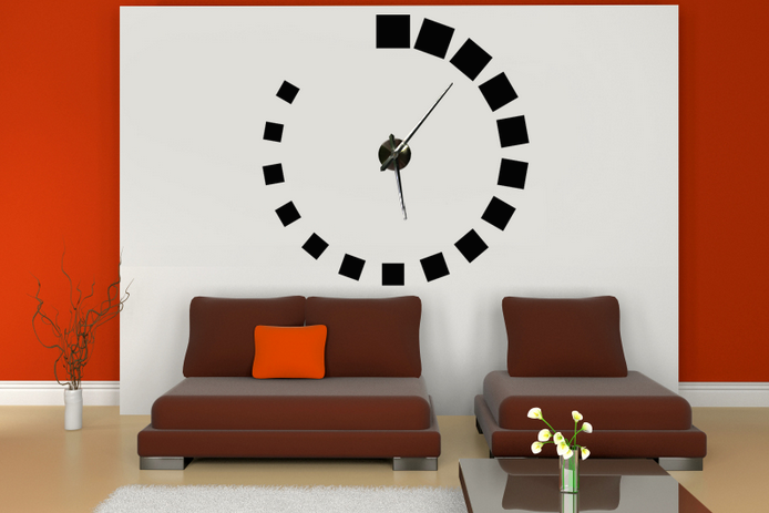 Samolepící hodiny na zeď - Čtvercový design