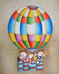 Obraz - Děti v balónu I. | 60 cm , 70 cm x 60 cm , 90 cm x 75 cm , 100 cm x 80 cm , 120 cm x 100 cm 