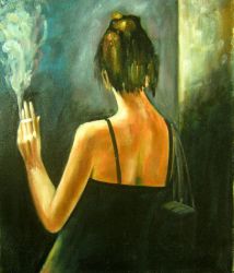 Obraz - Kouřící žena | 60 cm , 70 cm x 60 cm , 90 cm x 75 cm , 100 cm x 80 cm , 120 cm x 100 cm 