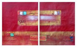 Obrazový set - Červená a zlatá | 2x 50x60 cm 