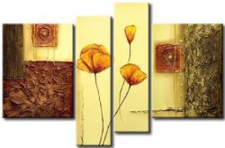 Obrazový set - Žluté máky | 2x 50x40cm, 2x 20x80cm Čtyřdílný ručně malovaný abstraktní obrazový set s ústředním motivem  květů, celkově laděný do jemné žluté barvy. Obrazový set je malován olejovými barvami na plátno, vypnuté na dřevěný blind rám s vypínacími klínky. cm 